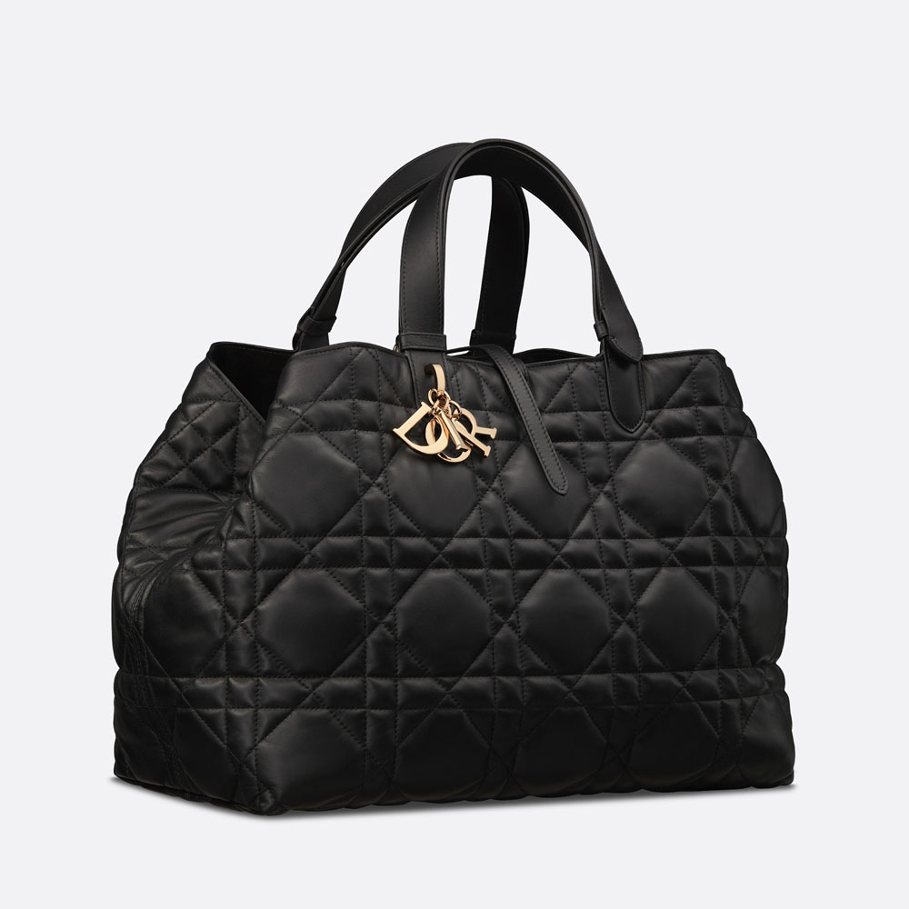 Large Dior Toujours Bag Black Macrocannage Calfskin M2820OSHJ M900