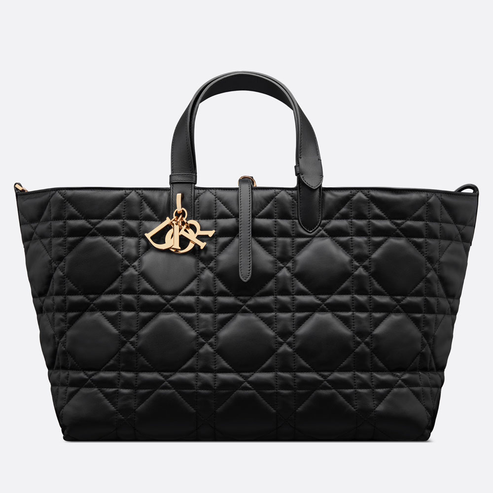 Large Dior Toujours Bag Black Macrocannage Calfskin M2820OSHJ M900 - Photo-2