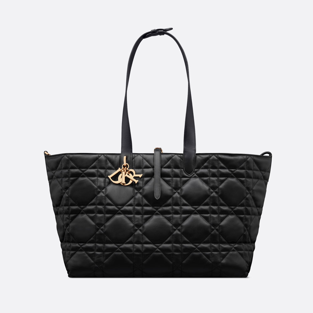 Large Dior Toujours Bag Black Macrocannage Calfskin M2820OSHJ M900 - Photo-3