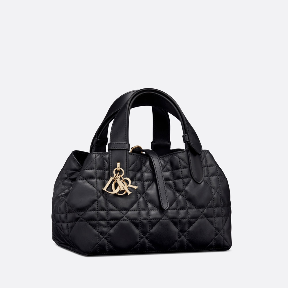 Small Dior Toujours Bag Black Macrocannage Calfskin M2822OSHJ M900