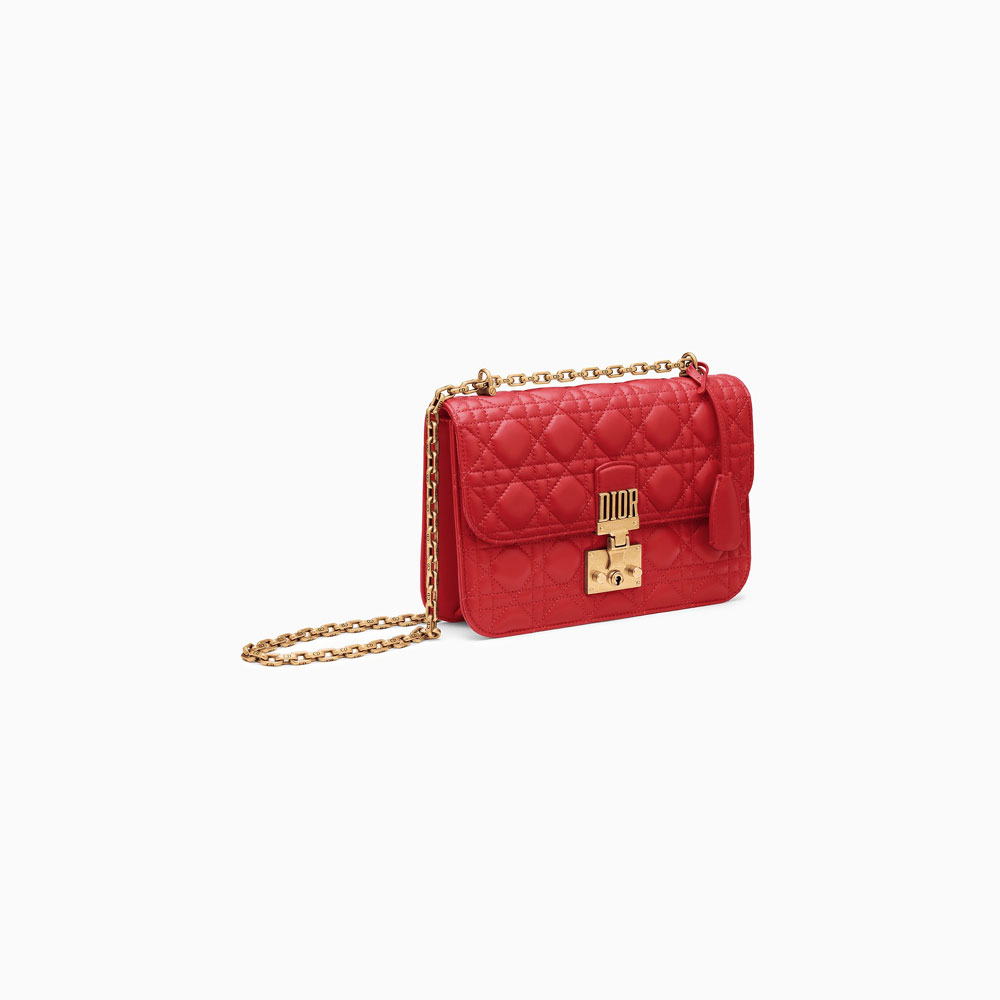 Dioraddict flap bag in red Cannage lambskin M5818CNMJ M48R - Photo-2