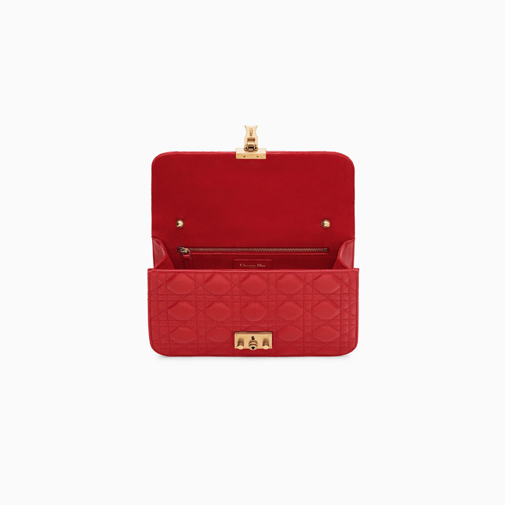 Dioraddict flap bag in red Cannage lambskin M5818CNMJ M48R - Photo-3