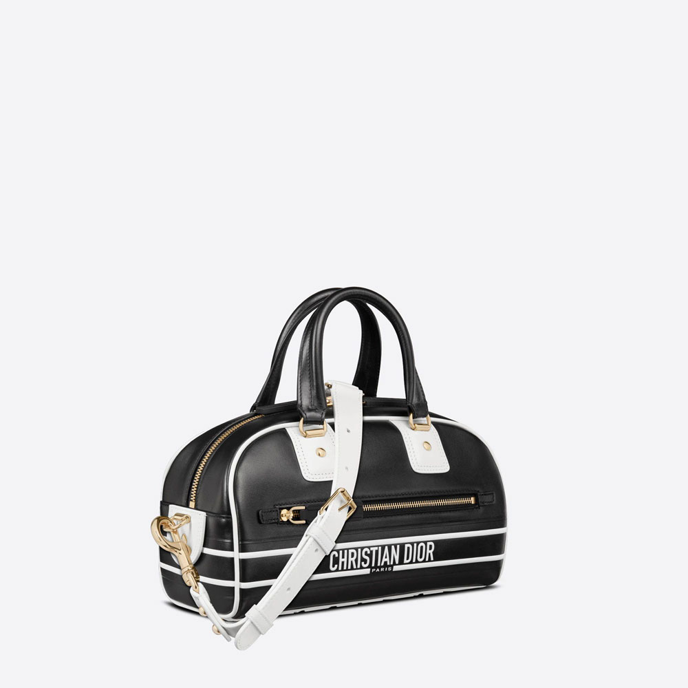 Small Dior Vibe Zip Bowling Bag Black and White M6209OOBR M911 - Photo-2