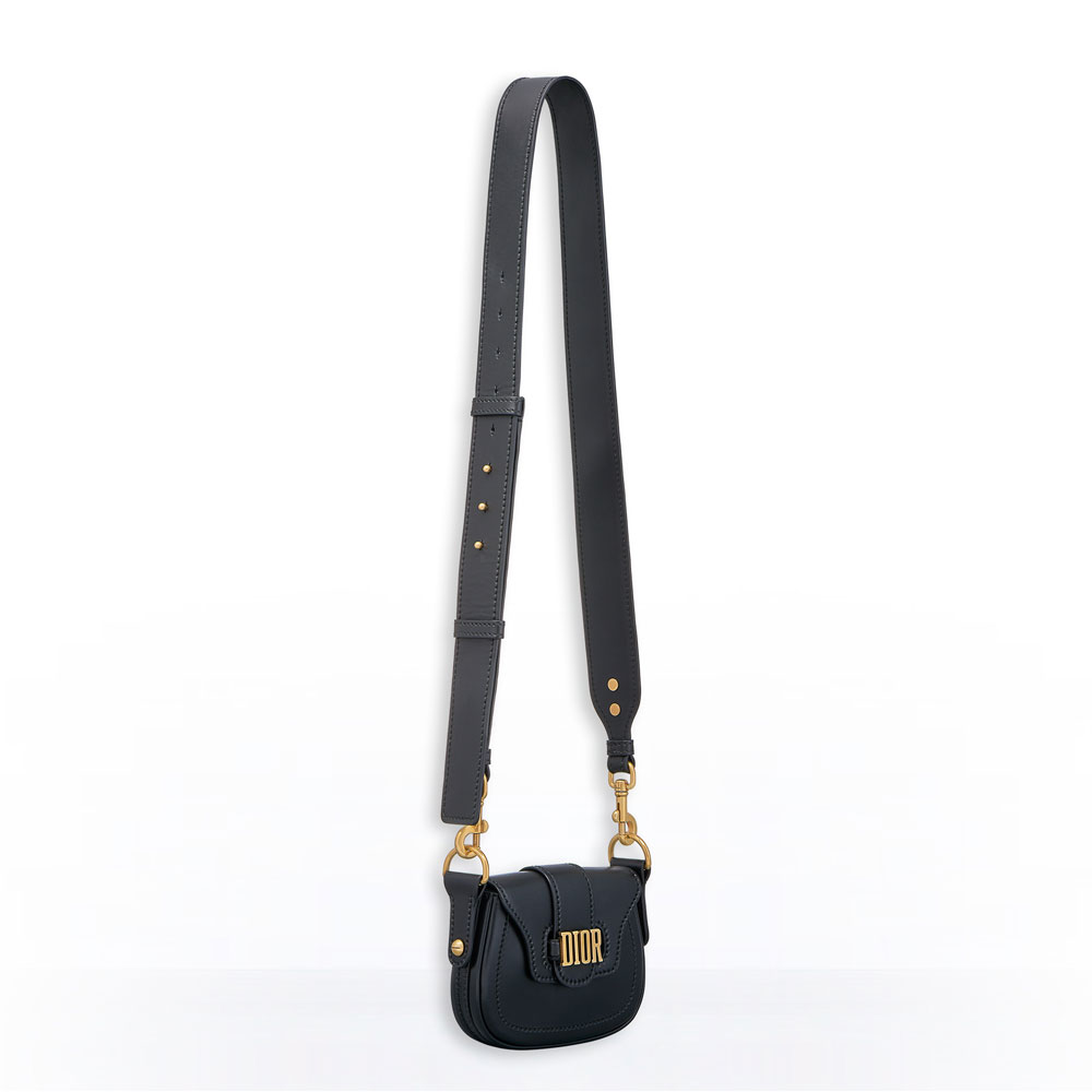 Dior D-fence mini saddle bag in black calfskin M6500CVQV M900 - Photo-4