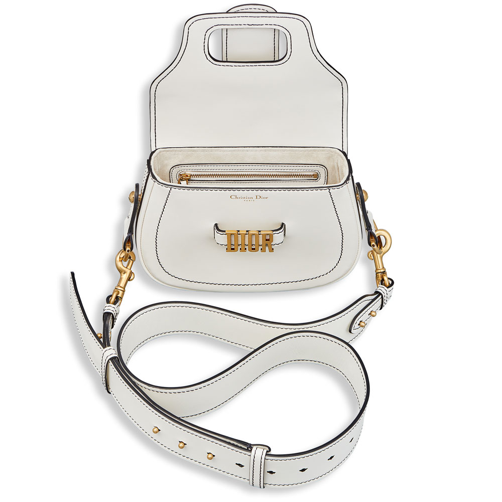 Dior D-fence saddlebag in white calfskin M6501CVQV M030 - Photo-3
