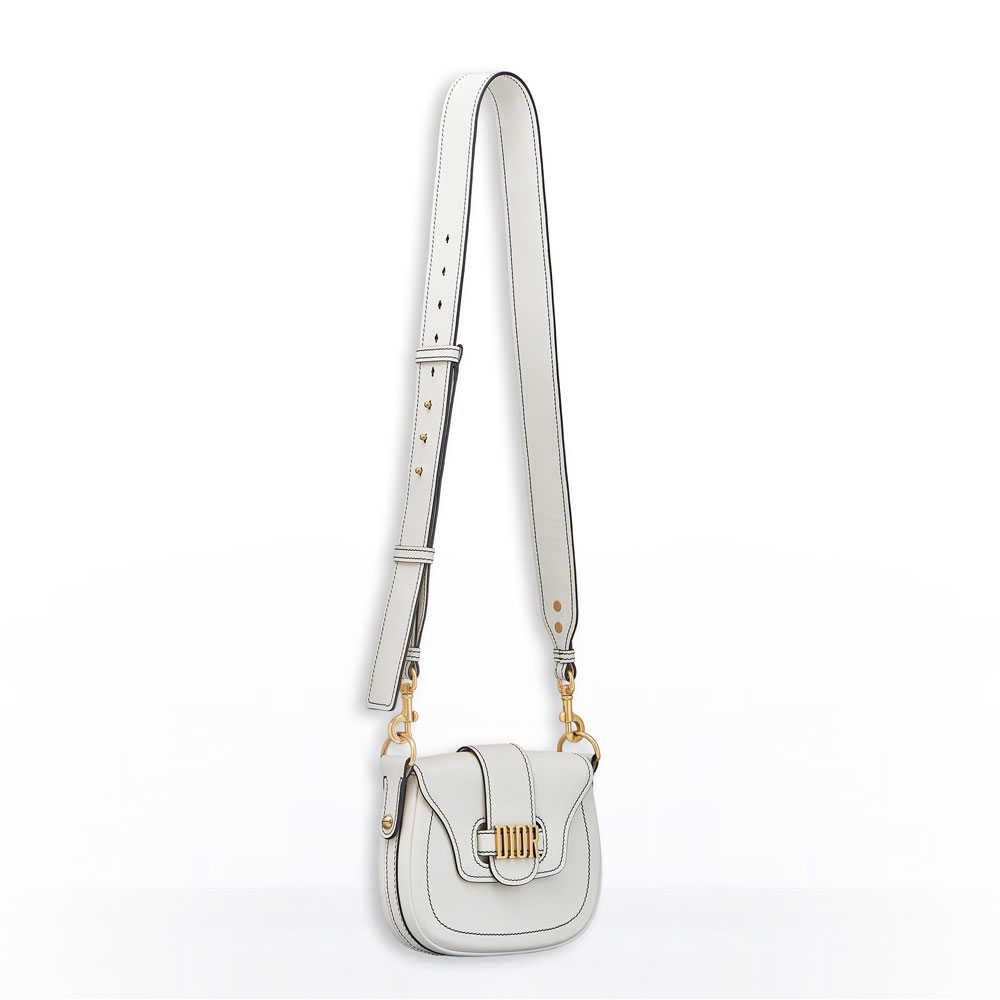 Dior D-fence saddlebag in white calfskin M6501CVQV M030 - Photo-4