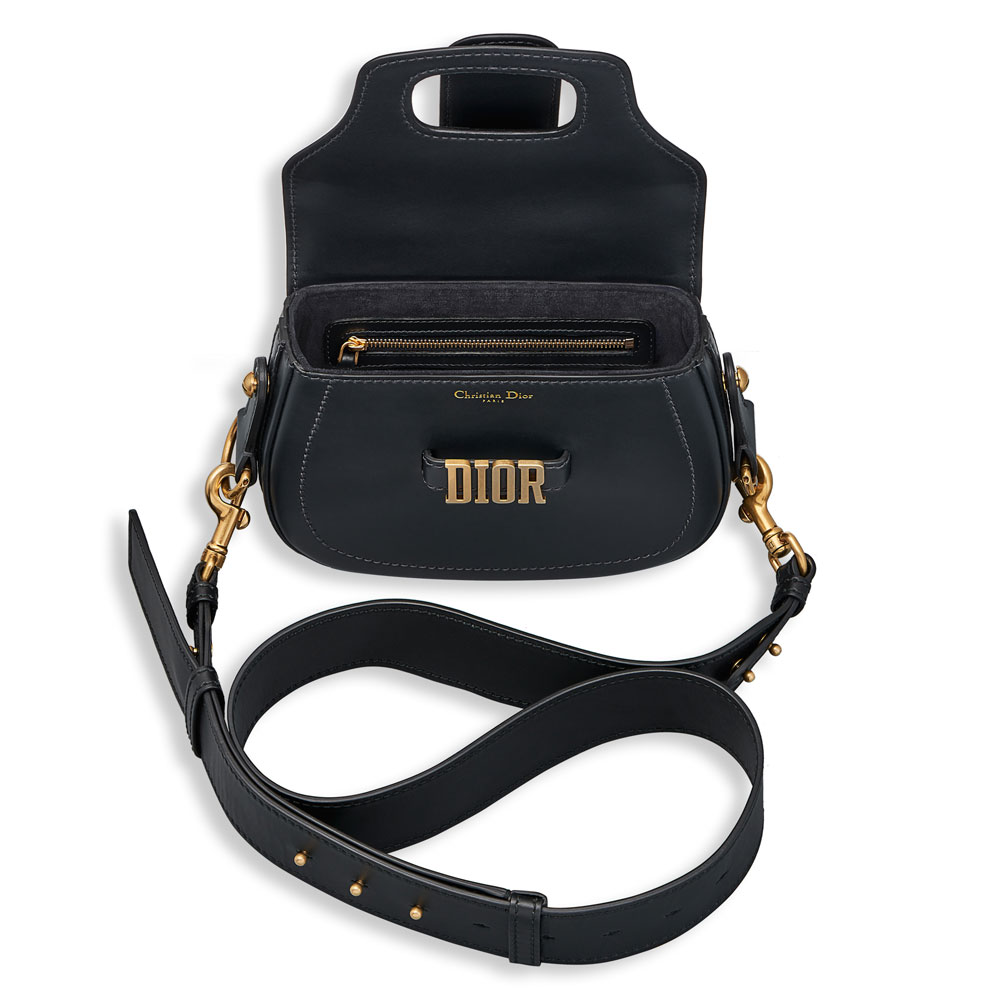 Dior D-fence saddlebag in black calfskin M6501CVQV M900 - Photo-3