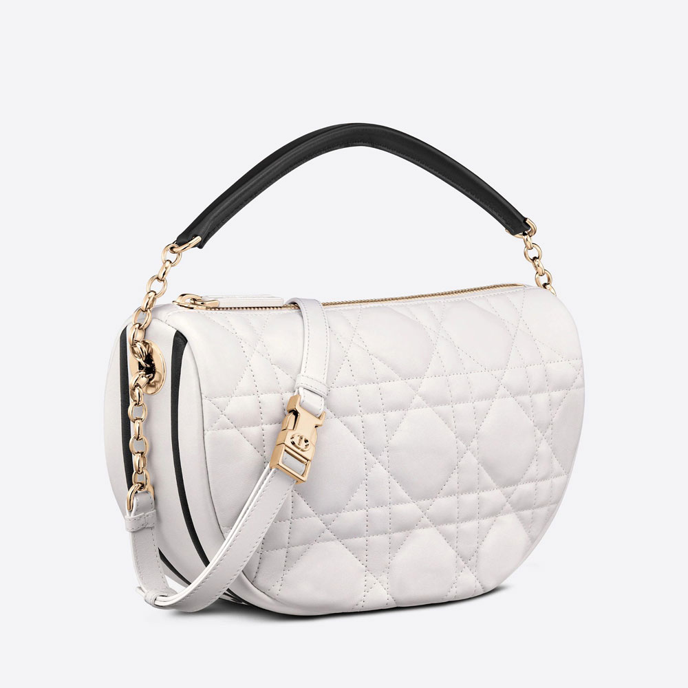Medium Dior Vibe Hobo Bag White Cannage Lambskin M7201ONOA M879 - Photo-2