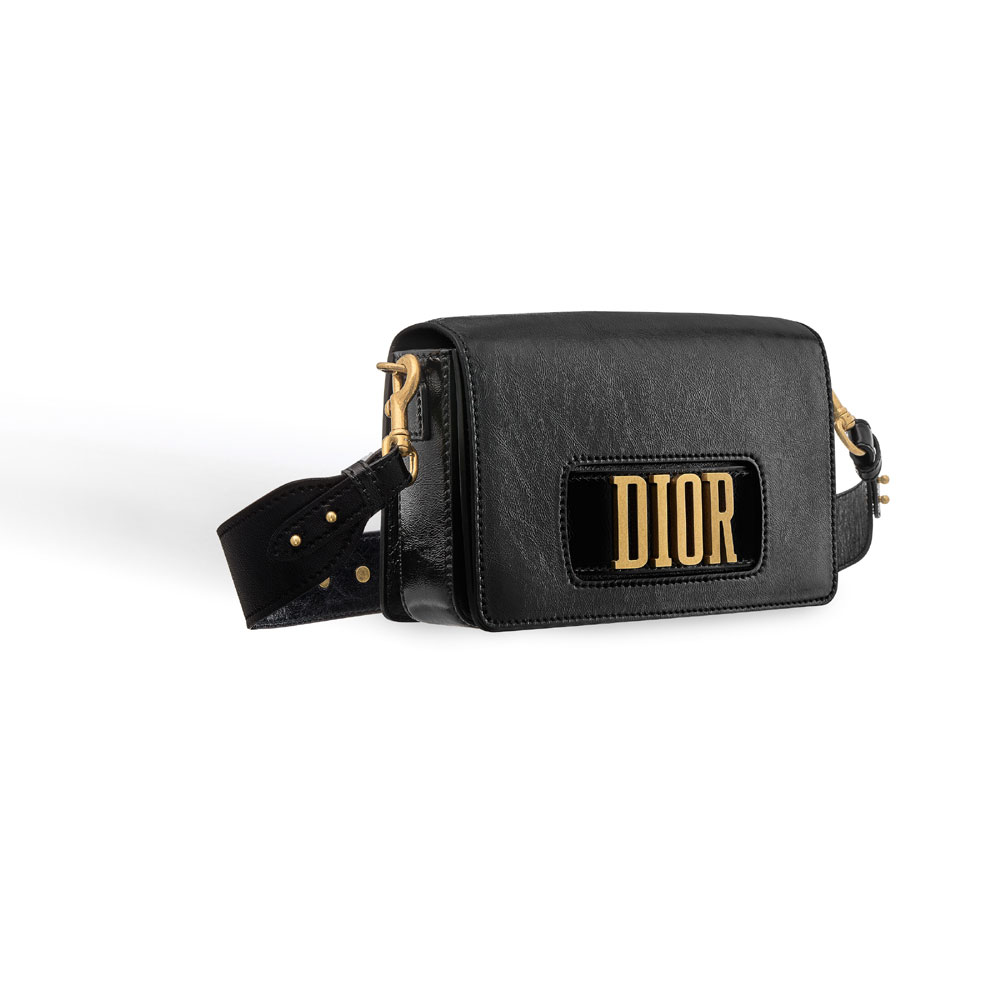 Dior evolution flap bag slot handclasp black crinkled calfskin M8000CLLM M900 - Photo-2