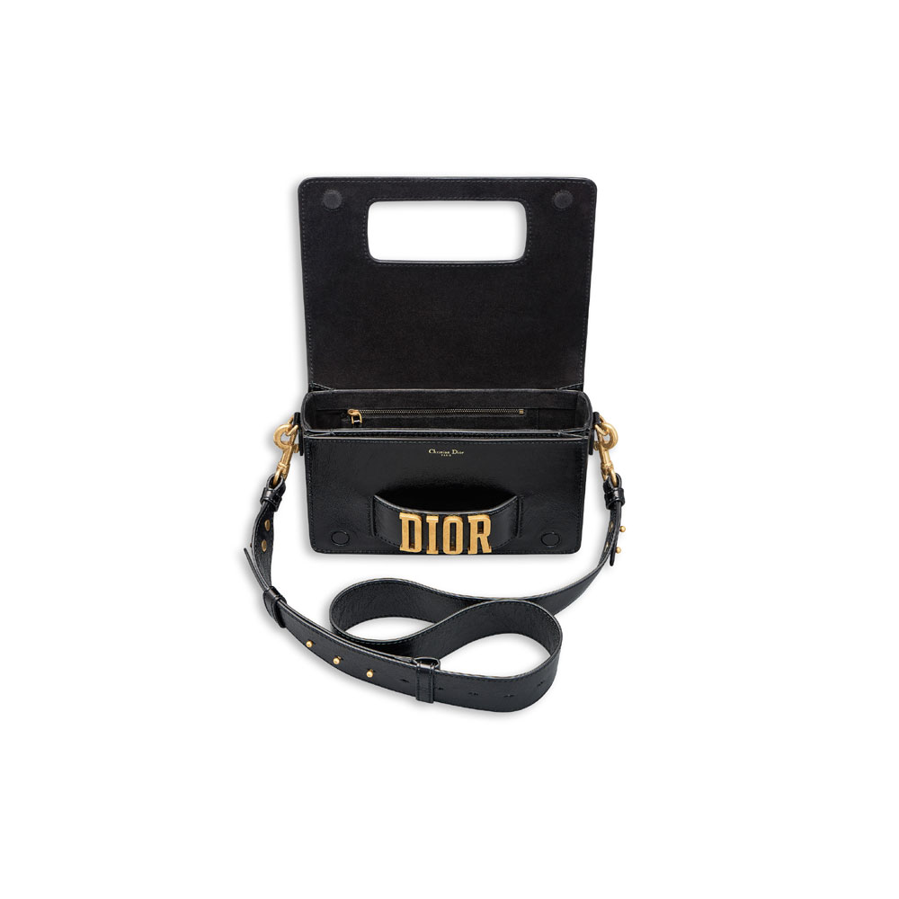 Dior evolution flap bag slot handclasp black crinkled calfskin M8000CLLM M900 - Photo-3