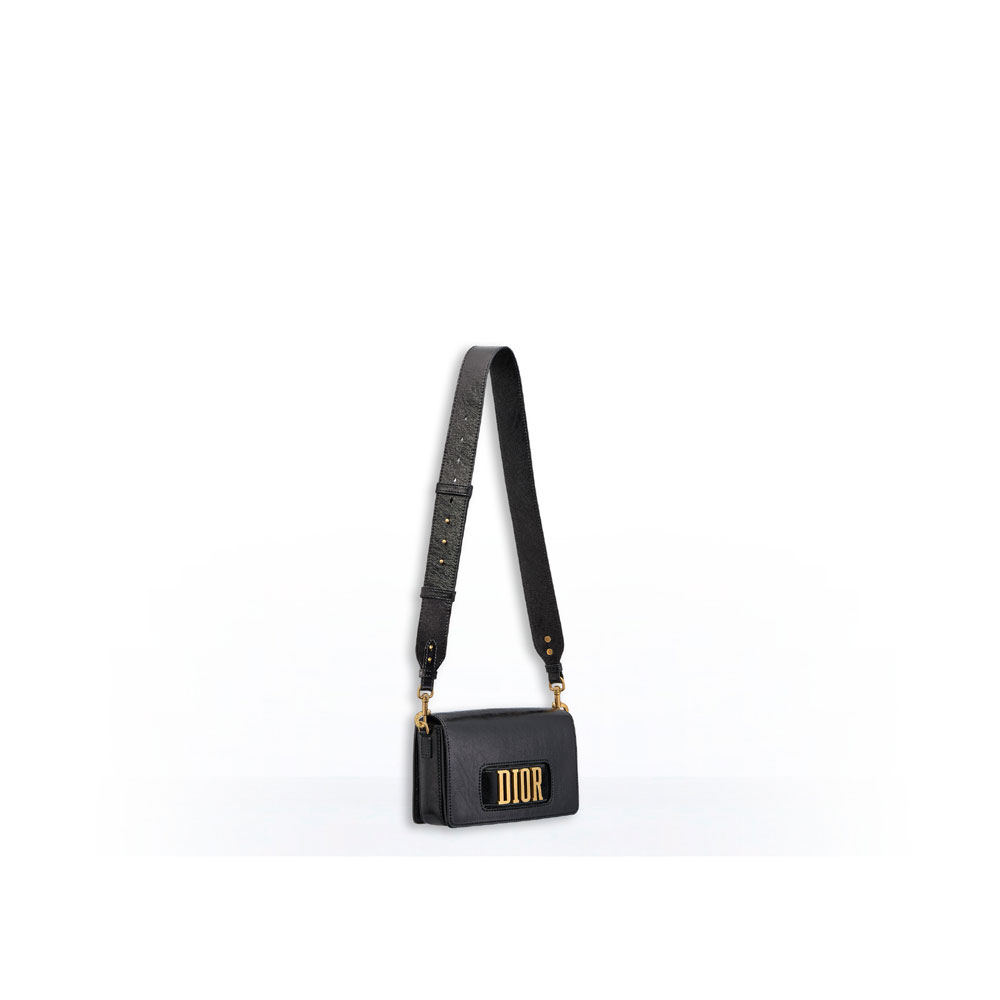 Dior evolution flap bag slot handclasp black crinkled calfskin M8000CLLM M900 - Photo-4
