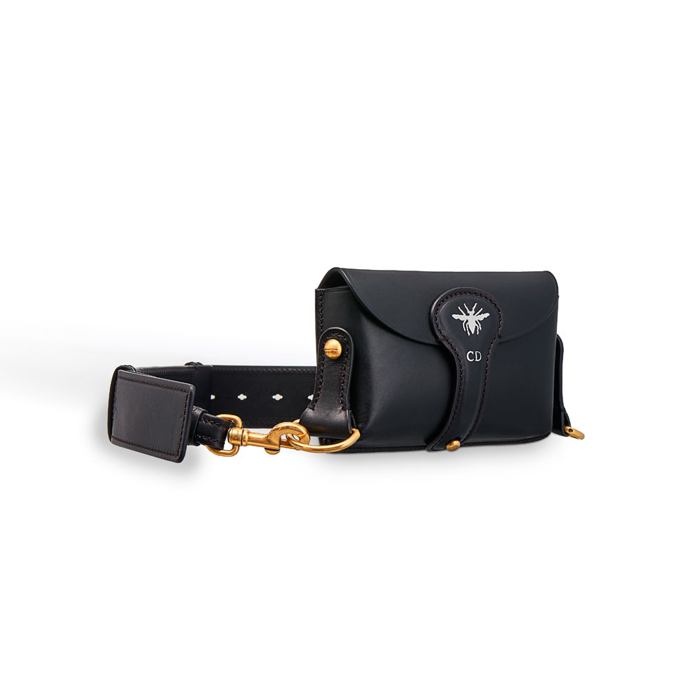 Dior D-bee mini saddle bag in black calfskin M8502CVZZ M900 - Photo-2