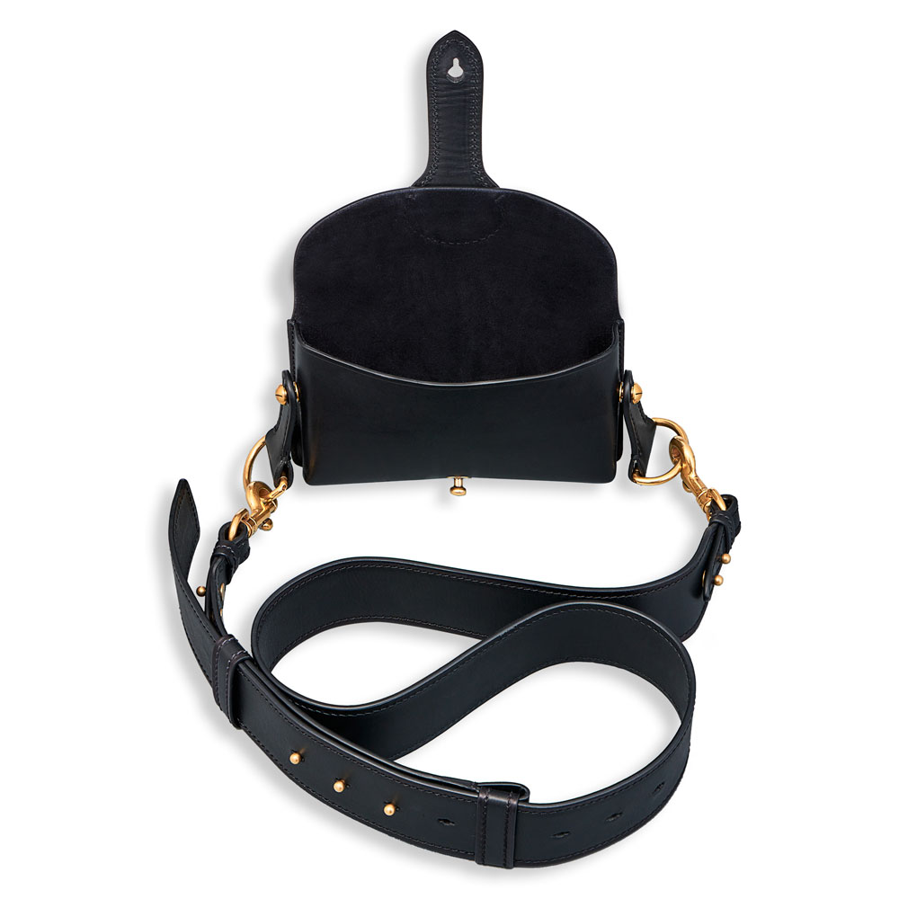 Dior D-bee mini saddle bag in black calfskin M8502CVZZ M900 - Photo-3