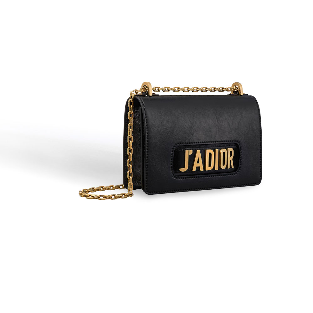 j adior flap bag with chain in black crinkled calfskin M9000CLLM M900 - Photo-2