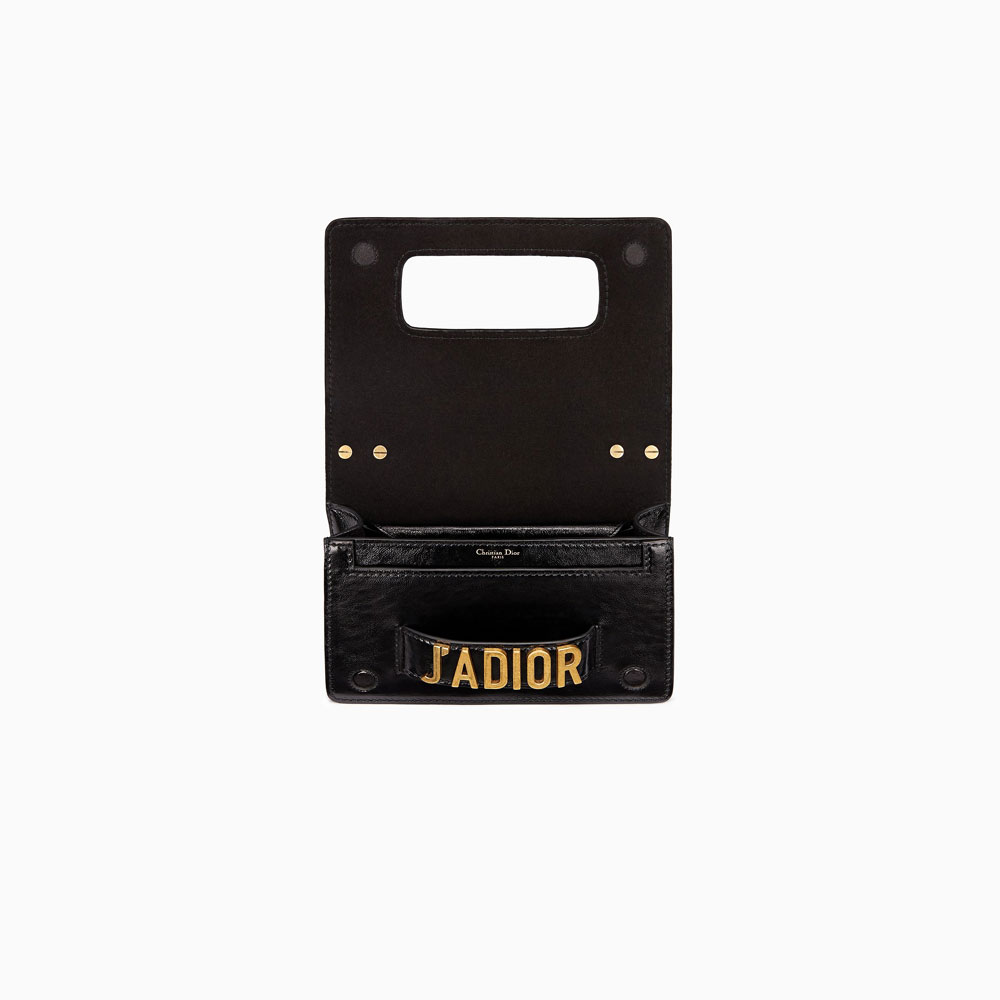 Jadior flap bag in black crinkled calfskin with boho strap M9000CRSB M911 - Photo-3
