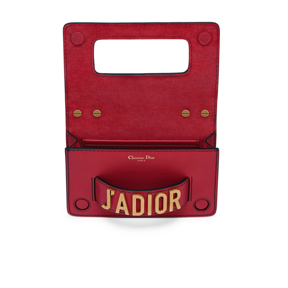 Dior Mini JAdior flap bag in red calfskin M9002CVWU M41R - Photo-3