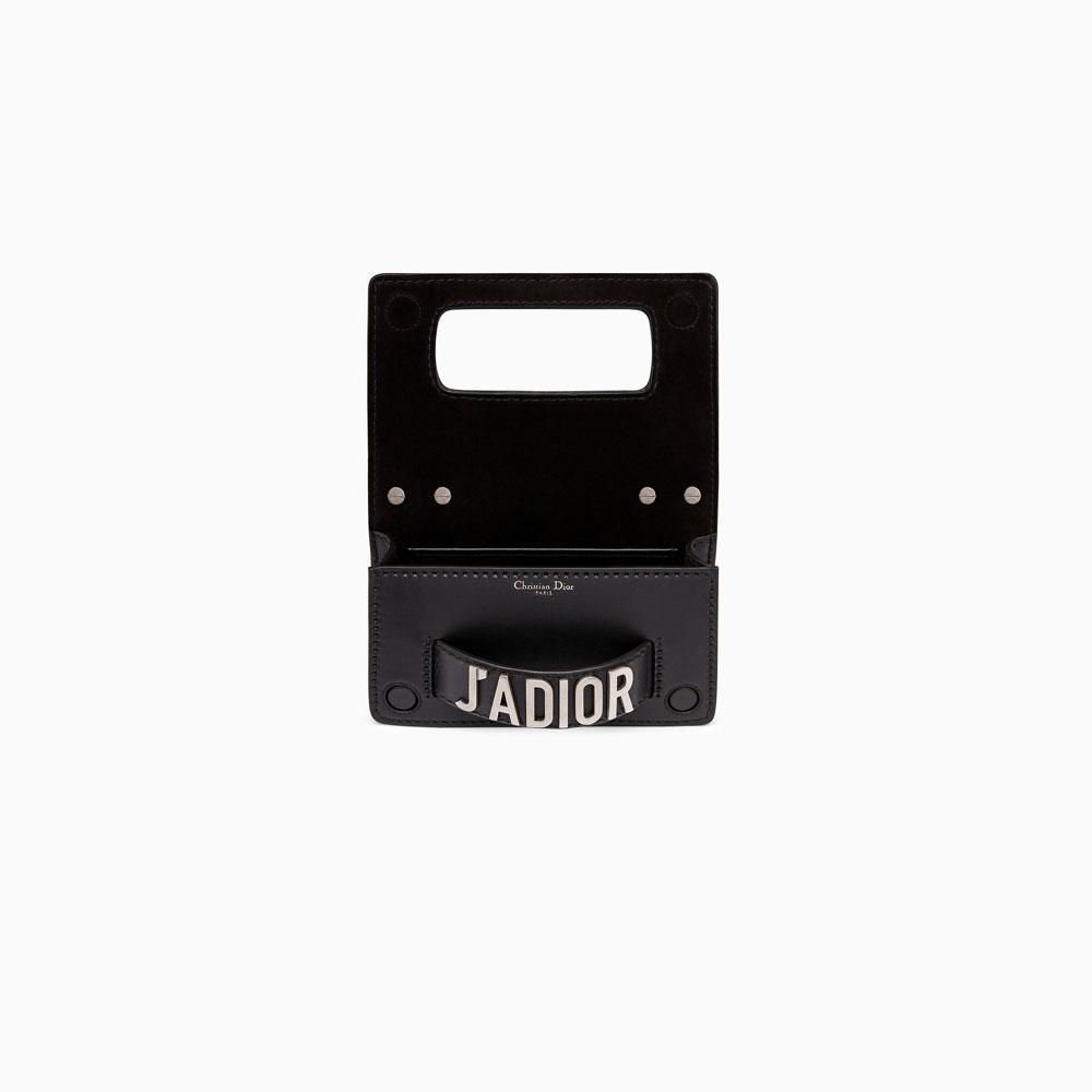 Mini Jadior flap bag in black smooth calfskin embroidered M9002VWSB M911 - Photo-3