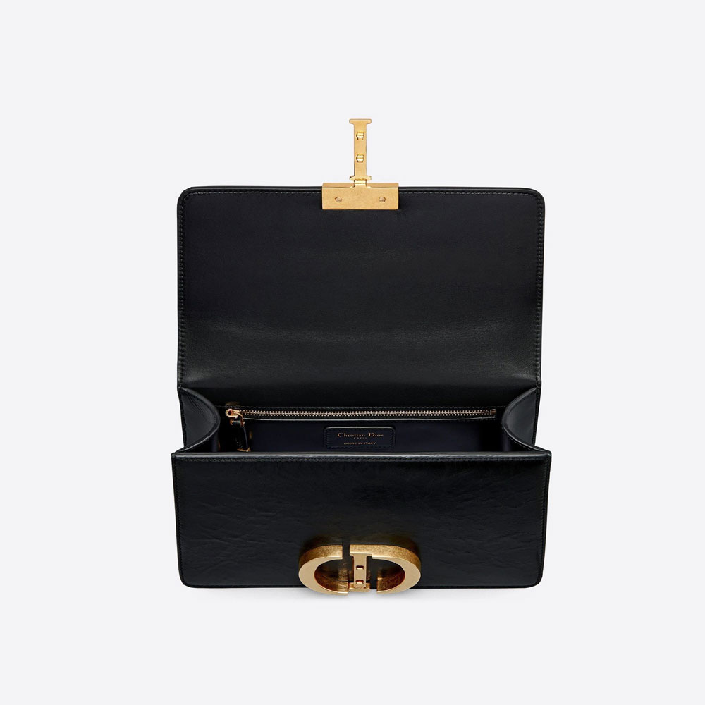 Dior 30 Montaigne Flap Bag Black Shiny Crinkled Lambskin M9203UMPK M900 - Photo-2