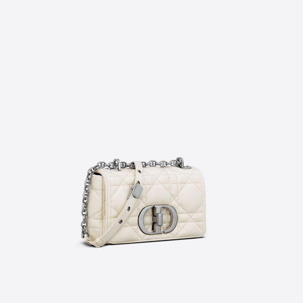 Small Dior Caro Bag Latte Quilted Macrocannage Calfskin M9241BNGK M030 - Photo-2