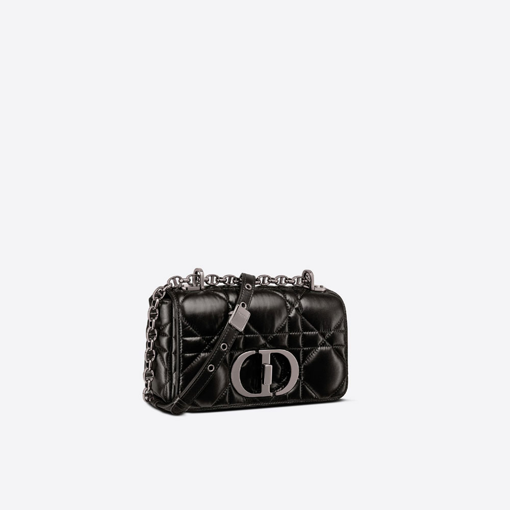 Small Dior Caro Bag Black Quilted Macrocannage Calfskin M9241BNGK M900 - Photo-2