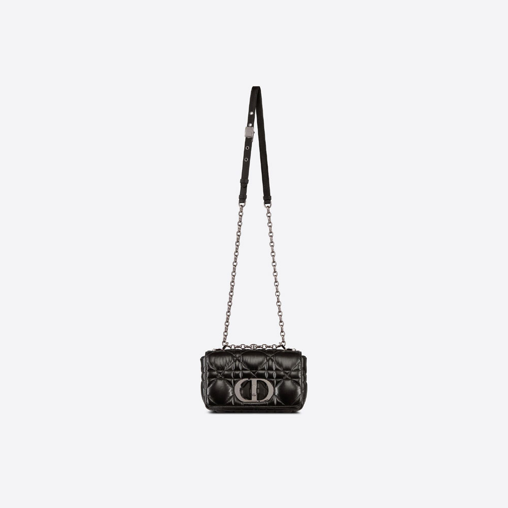 Small Dior Caro Bag Black Quilted Macrocannage Calfskin M9241BNGK M900 - Photo-3