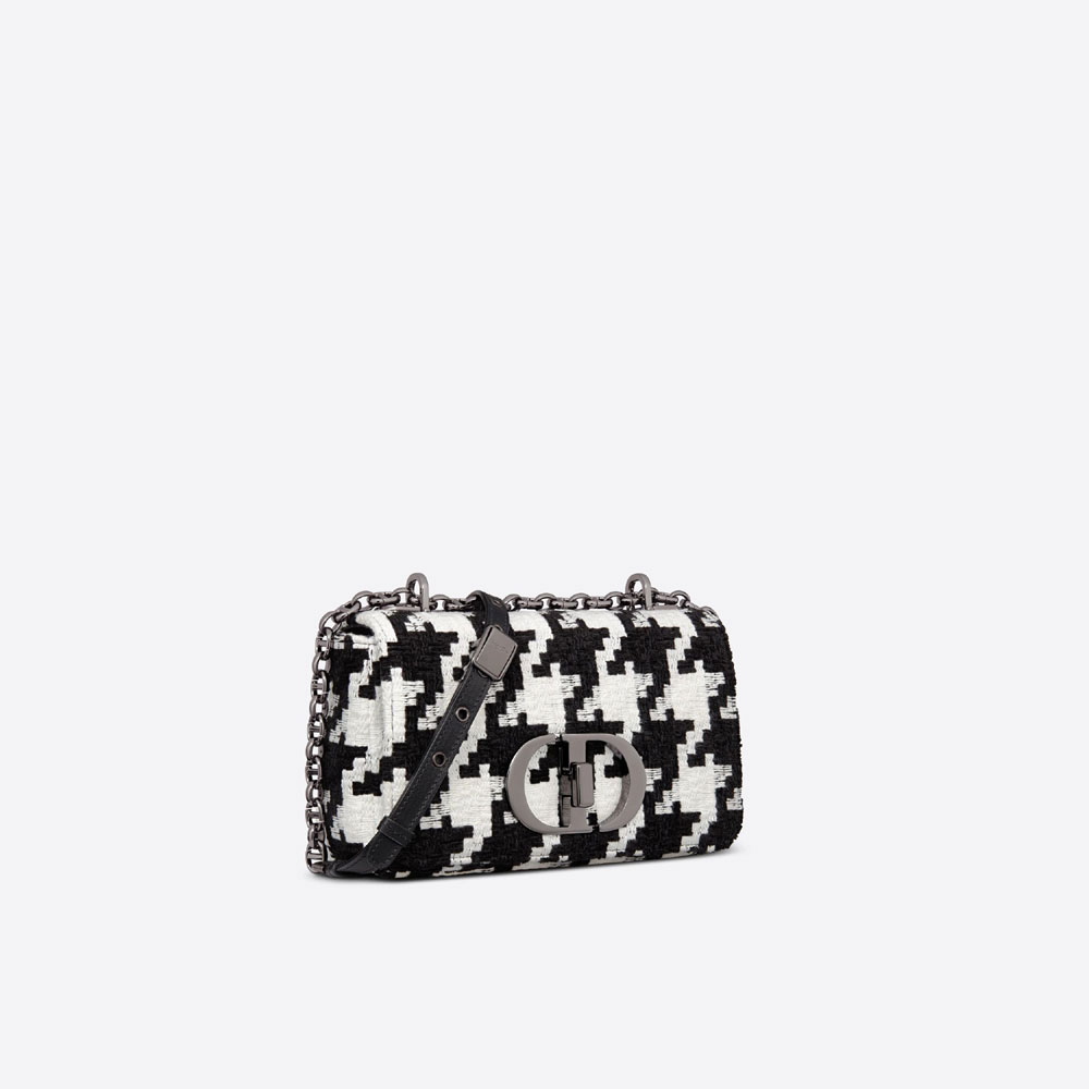Small Dior Caro Bag Black White Macro Houndstooth Fabric M9241BTIO M911 - Photo-2