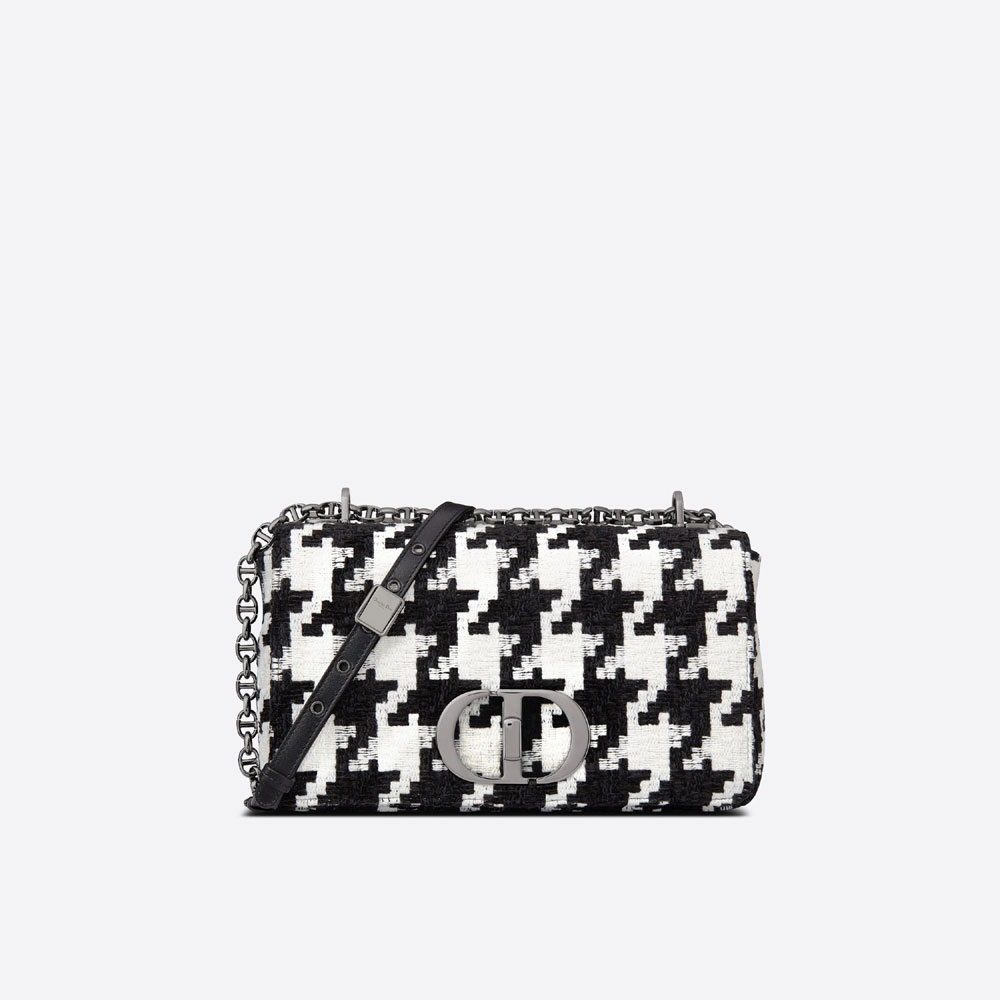 Medium Dior Caro Bag Black And White Macro Houndstooth Fabric M9242BTIO M911