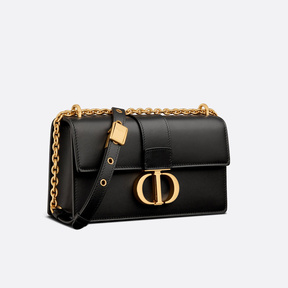 Dior 30 Montaigne East-West Bag with Chain Black Calfskin M9334UHEL M900 - Photo-2