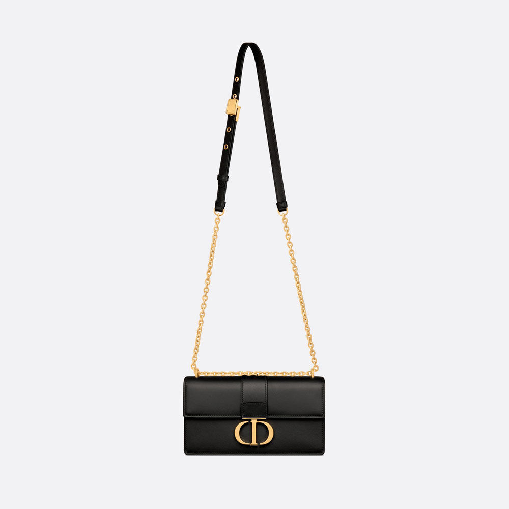 Dior 30 Montaigne East-West Bag with Chain Black Calfskin M9334UHEL M900 - Photo-3