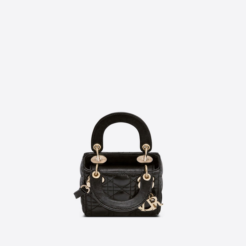 Micro Lady Dior Bag Black Cannage Lambskin S0856ONGE M900 - Photo-3