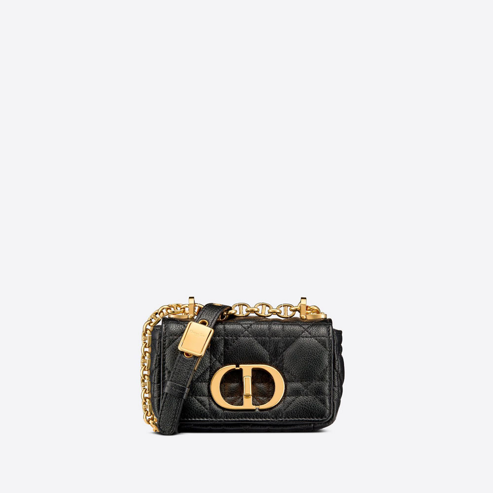 Micro Dior Caro Bag Black Supple Cannage Calfskin S2022UWHC M900