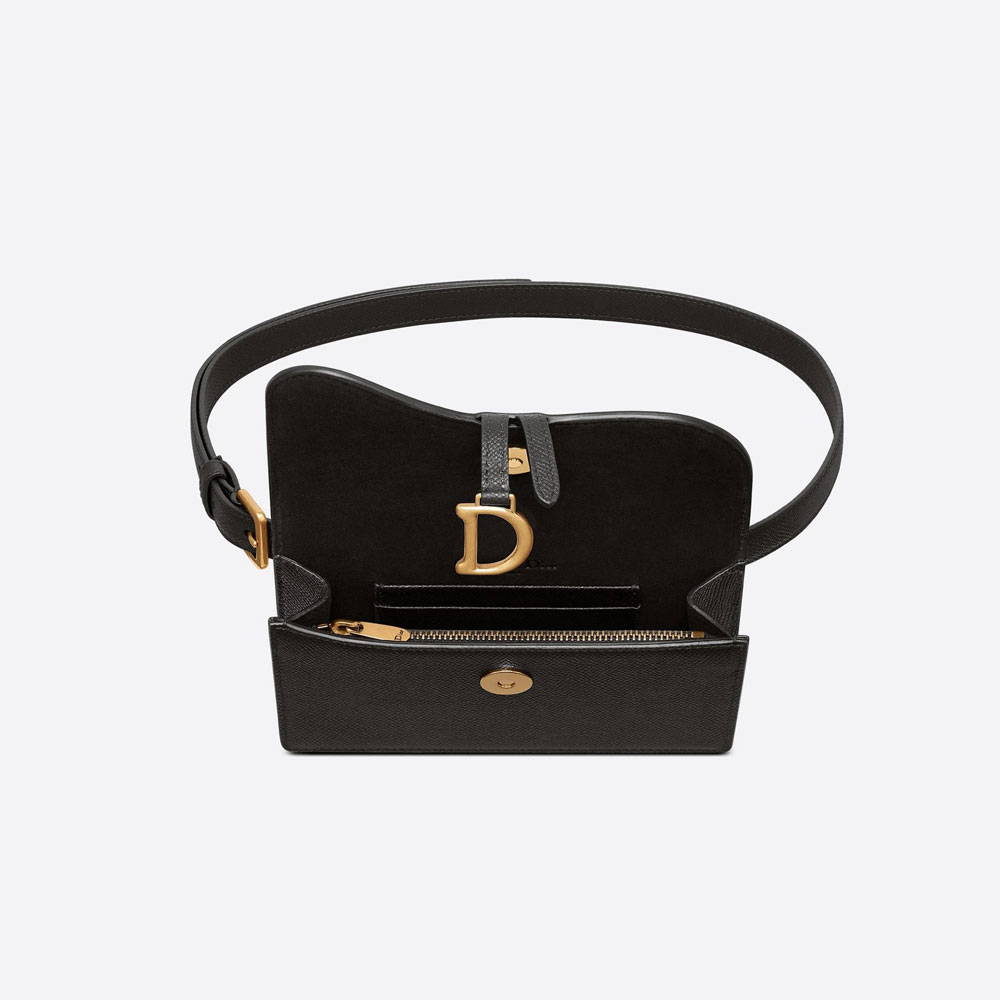 Dior Saddle Belt Pouch Black Grained Calfskin S5619CBAA M900 - Photo-2