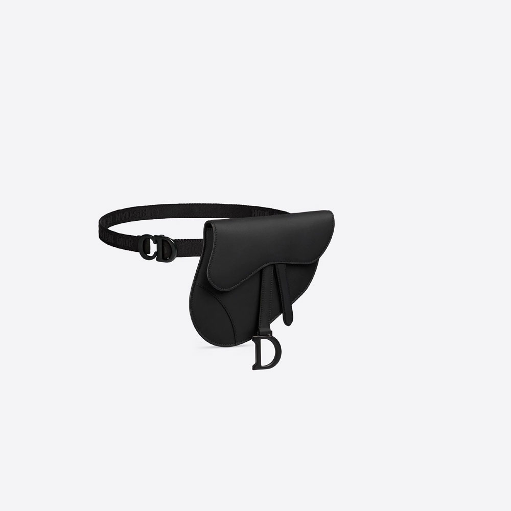 Dior Saddle Flat Belt Pouch Black Ultramatte Calfskin S5632SLLO M989