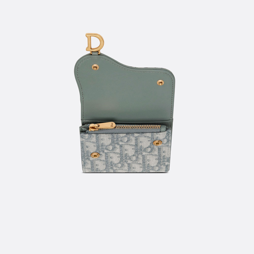 Saddle Lotus Wallet Gray Dior Oblique Jacquard S5652CTZQ M932 - Photo-3