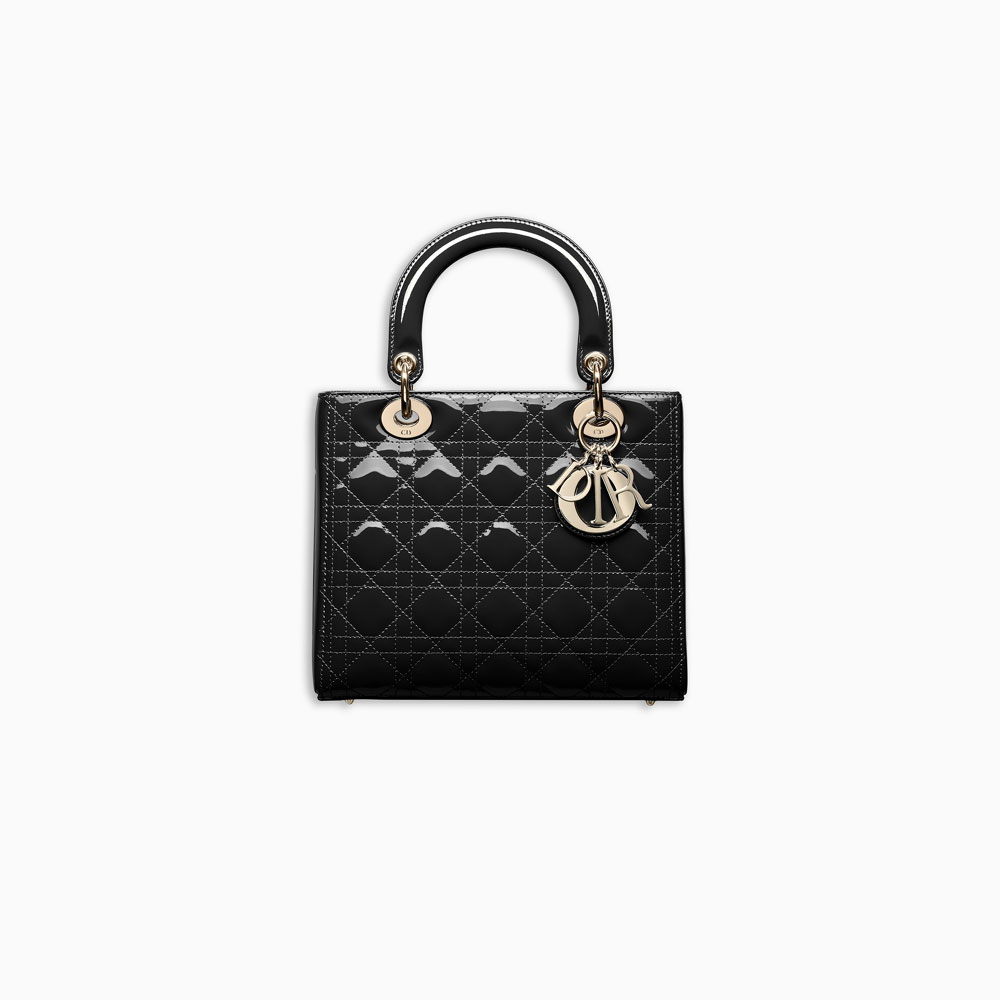 Lady Dior bag in black patent cannage calfskin VRB44550 N0