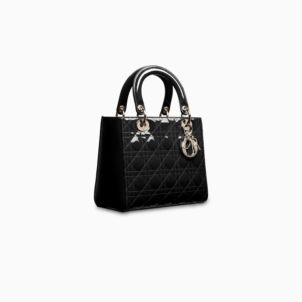 Lady Dior bag in black patent cannage calfskin VRB44550 N0 - Photo-2