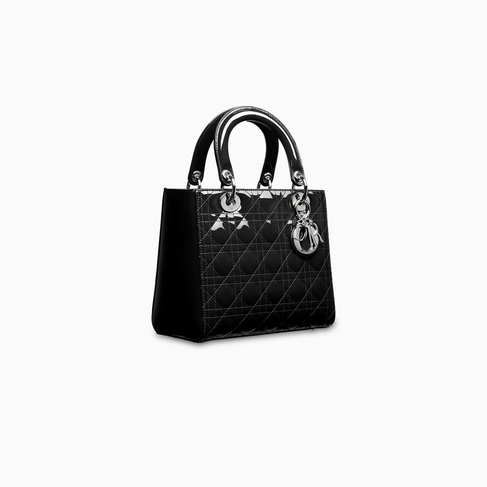 LADY DIOR BAG IN BLACK PATENT CANNAGE CALFSKIN VRB44551 N0 - Photo-2