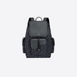 Saddle Backpack Black Dior Oblique Jacquard Grained Calfskin 1ADBA161YKS H03E