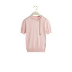 Dior Short Sleeved Fitted Sweater Pink Silk Knit 624S23A6014 X4100