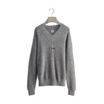 Sweater with Dior Embroidery Relaxed Fit Gray Wool Alpaca Knit 683M629A4002 C889