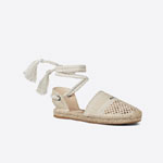Dior Granville Espadrille with Laces Cream Mesh Embroidery KCB595EMR S33U