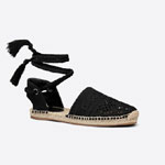 Dior Granville Espadrille with Laces Black Mesh Embroidery KCB595EMR S900