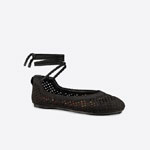 Dior Poeme Laced Ballerina Flat Black Mesh Embroidery KCB687EMP S900