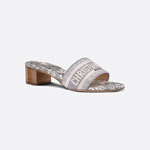 Dior Dway Heeled Slide Toile de Jouy Embroidered Cotton KCQ244TJE S21G
