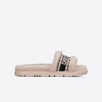 Dior Dway Slide Black Embroidered Cotton and Honey Shearling KCQ551ESK S20T