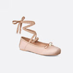 Dior D-Joy Ballet Flat Pink-Beige Satin and Grosgrain KDB880SGG S19U