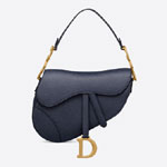 Dior Saddle Bag Indigo Blue Grained Calfskin M0446CBAA M85B