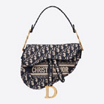 Saddle Bag Blue Dior Oblique Embroidery M0446CRIW M928
