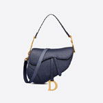 Dior Saddle Messenger Bag Indigo Blue Grained Calfskin M0455CBAA M85B
