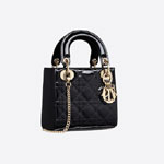 Mini Lady Dior Bag Black Cannage Patent Calfskin M0505OWCB M900